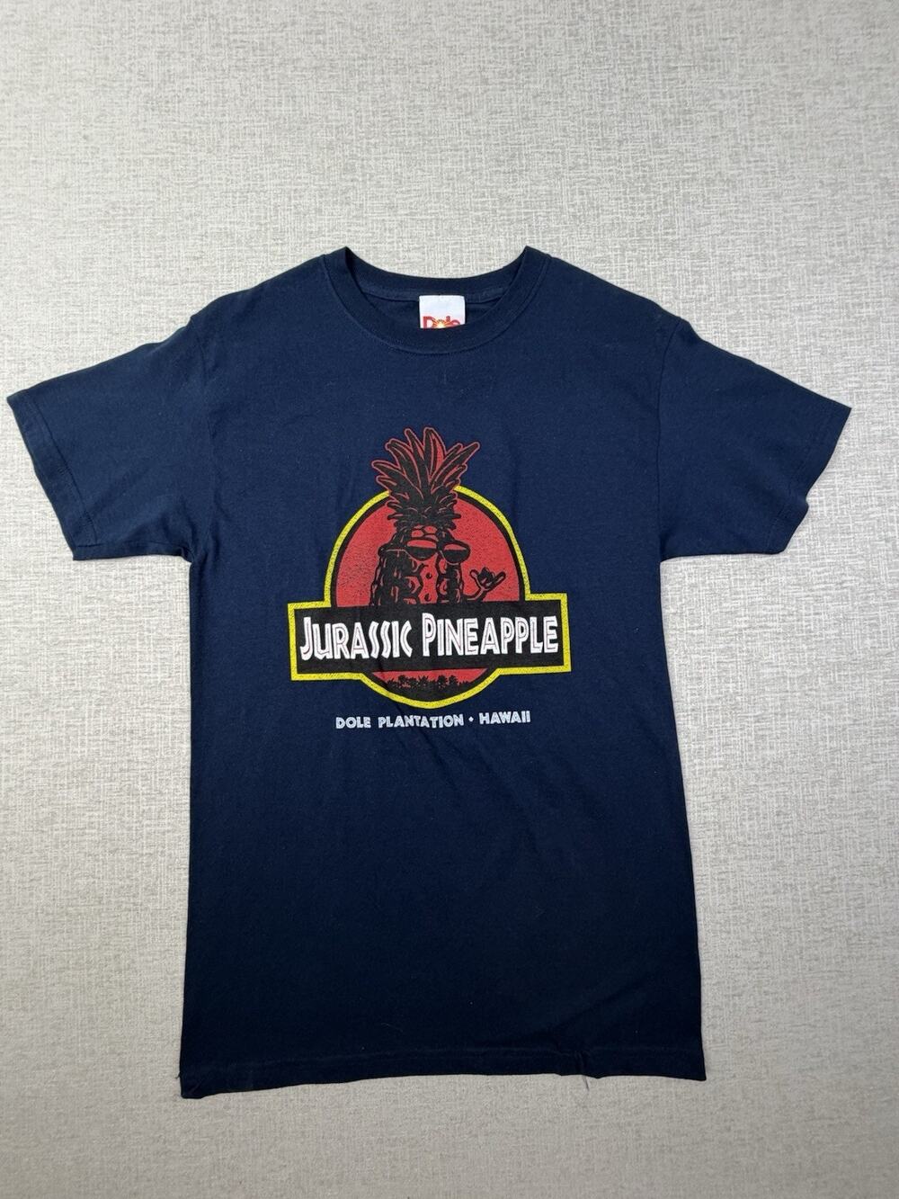 Dole Plantation Hawaii Jurassic Pineapple Graphic T-Shirt Navy Size S